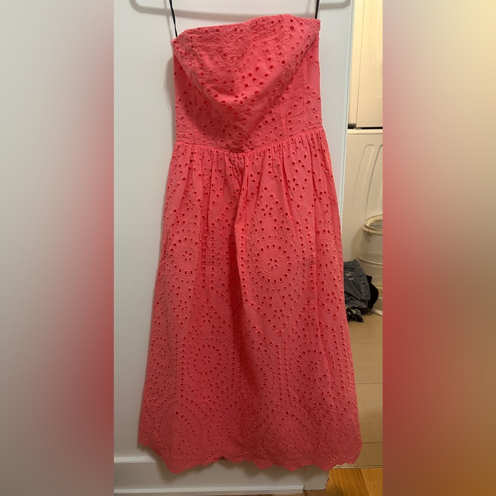 Strapless coral H&M Pink Eyelet Dress - Picture 2 of 4